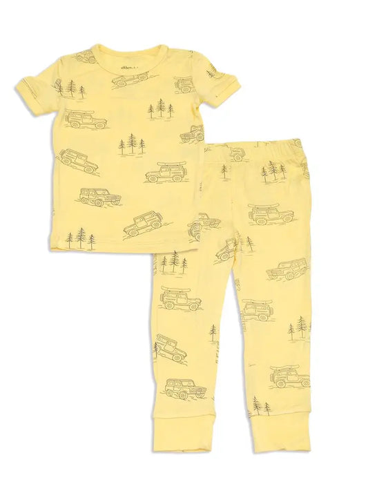 Toddler Bamboo Short Sleeve Pajama Set - Yellow Explorer